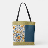  blauw en geel  bloemen aanpassen tote bag (Achterkant)