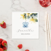 Blauw en geel Bloemen Crest Servet (Insitu)