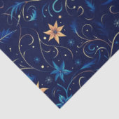 Blauw en geel Bloemen en Wijnstokken Kerstmis Tissuepapier (Detail)