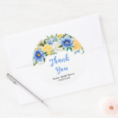 Blauw en Geel Bloemen Vrijgezellenfeest Dank u Ronde Sticker (Envelop)