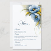 Blauw en Geel Bloemend Huwelijksmenu (Voorkant)