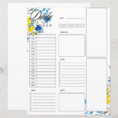 Blauw en geel bloemendagplanner (Voorkant / Achterkant)