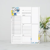 Blauw en geel bloemendagplanner (Staand voorkant)