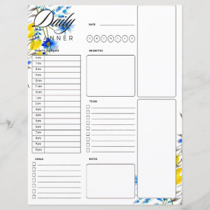 Blauw en geel bloemendagplanner