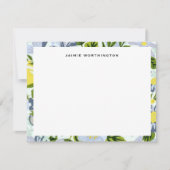 blauw en geel bloemenpatroon Girly Notitiekaartje (Voorkant)