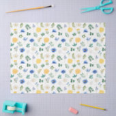 Blauw en geel bloemenpatroon met bladpatroon tissuepapier (Craft)