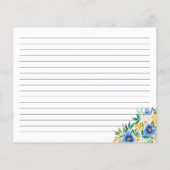 Blauw en geel bloemenrecept Kaart (Achterkant)