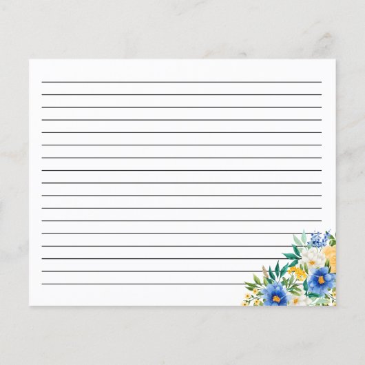 Blauw en geel bloemenrecept Kaart (Achterkant)