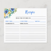 Blauw en geel bloemenrecept Kaart (Voorkant)