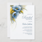Blauw en Geel Bloemig Bruidsfeest Kaart (Voorkant)