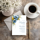 Blauw en Geel Bloemig Bruidsfeest Kaart