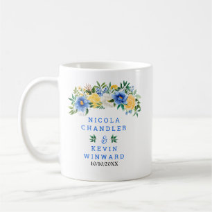 Blauw en Geel Bloemig Huwelijk Koffiemok