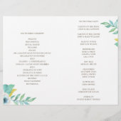 Blauw en geel bloemig trouwprogramma gevouwen (Achterkant)