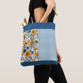 blauw en geel bloemige halve mix tote bag (Dichtbij)