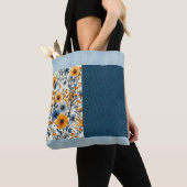 blauw en geel bloemige halve mix tote bag (Dichtbij)