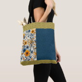 blauw en geel bloemige halve mix tote bag (Dichtbij)