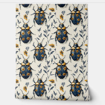 blauw en geel bloemkeverpatroon Deco