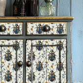  blauw en geel bloemkeverpatroon Deco Tissuepapier