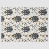  blauw en geel bloemkeverpatroon Deco Tissuepapier (Voorkant)
