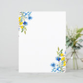 Blauw en geel bloemmotief (Staand voorkant)