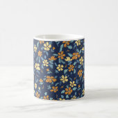 Blauw en geel bloemmotief mok (Center)