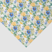 Blauw en Geel Bloemmotief Tissuepapier (Detail)