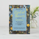  blauw en geel bloemontwerp kaart (Staand voorkant)