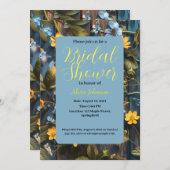  blauw en geel bloemontwerp kaart (Voorkant / Achterkant)