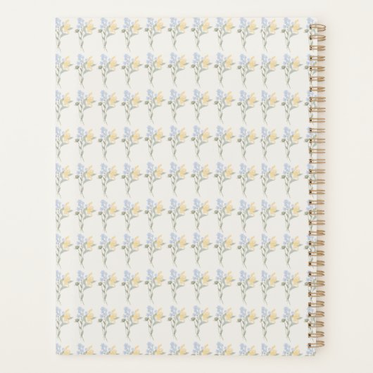 Blauw en Geel Bloemspiraal Notitieboek (Achterkant)
