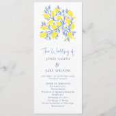 Blauw en Geel Botanische heldere bruiloft Programmakaart (Voorkant)