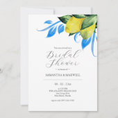 Blauw en Geel Bruids Douche Uitnodigingen (Voorkant)