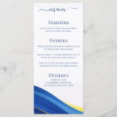 Blauw en Geel Bruiloft Diner en Bar Menu (Voorkant)