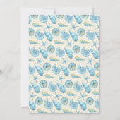 Blauw en Geel Bruiloftsfoto met Zeeleven Save The Date (Achterkant)