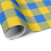 Blauw- en geel buffelpapier voor het inkepen van c cadeaupapier (Rol Hoek)