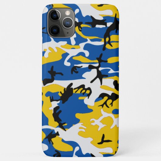 Blauw en Geel Camo Case-Mate iPhone Case (Achterkant)