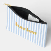 Blauw en Geel Chic Strepen Met Monogram Etui (Open)