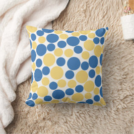 Blauw en geel cirkelpatroon kussen