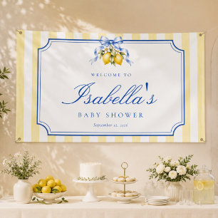 Blauw en Geel Citrus Citroen Baby Shower Welkom Spandoek