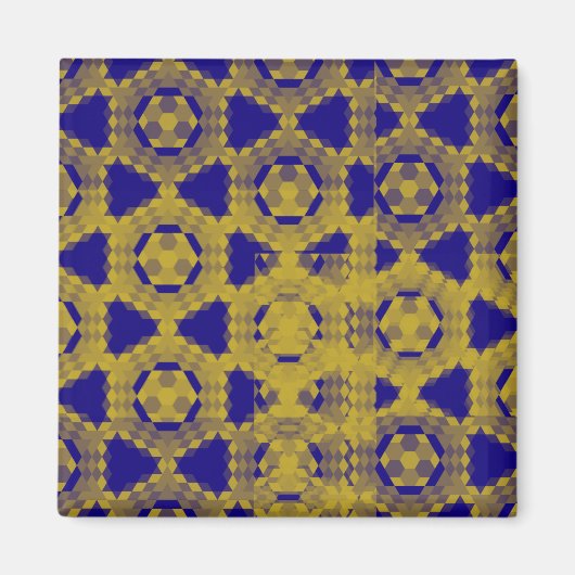 Blauw en geel contrastpatroon mode magneet (Voorkant)