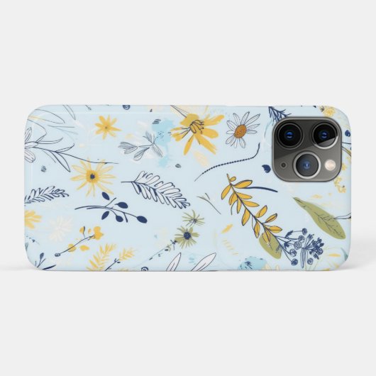 Blauw en geel daisy patroon Case-Mate iPhone case (Achterkant (horizontaal))