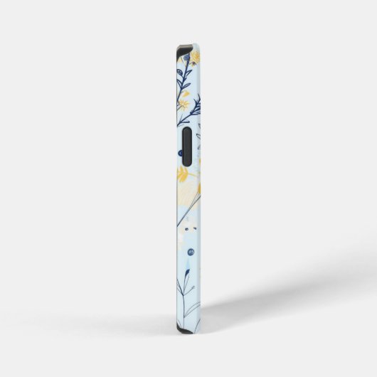 Blauw en geel daisy patroon iPhone hoesje (Rechterkant)