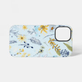Blauw en geel daisy patroon iPhone hoesje (Achterkant horizontaal)
