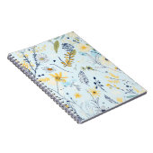 Blauw en geel daisy patroon notitieboek (Rechterzijde)