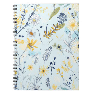 Blauw en geel daisy patroon notitieboek