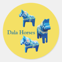 Blauw en geel Dala Paard Sticker