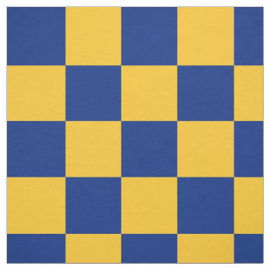 Blauw en geel dambordpatroon stof