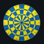 Blauw en geel dartbord<br><div class="desc">Blauw en geel kunstbord</div>