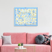 Blauw en geel doolhof puzzel canvas afdruk (Insitu (Woonkamer))