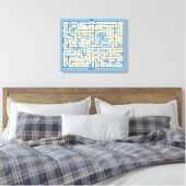 Blauw en geel doolhof puzzel canvas afdruk (Insitu (Slaapkamer))