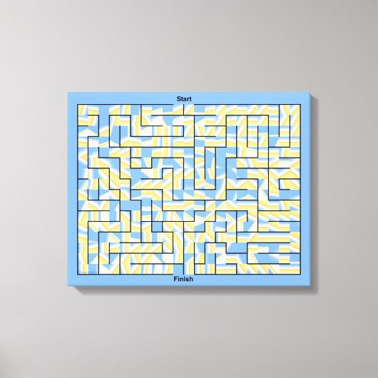 Blauw en geel doolhof puzzel canvas afdruk (Voorkant)